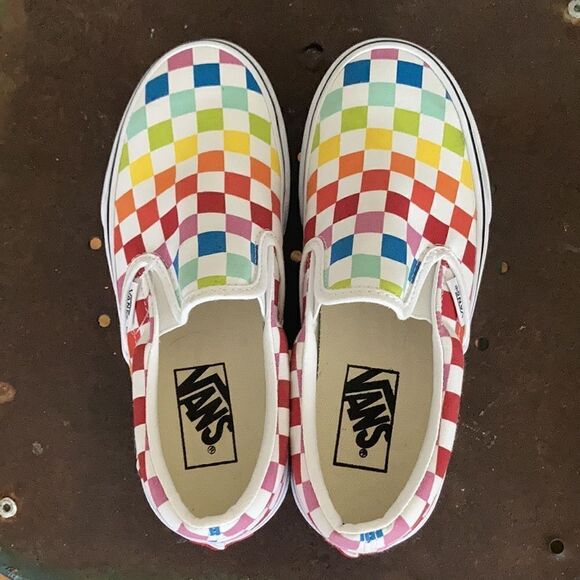 Vans Colorful Checkerboard Classic Slip Ons - Picture 4 of 11